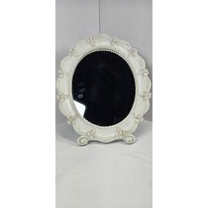 Vintage Syroco Oval Wall Mirror White Floral Shabby Chic Cottage Decor USA 1943